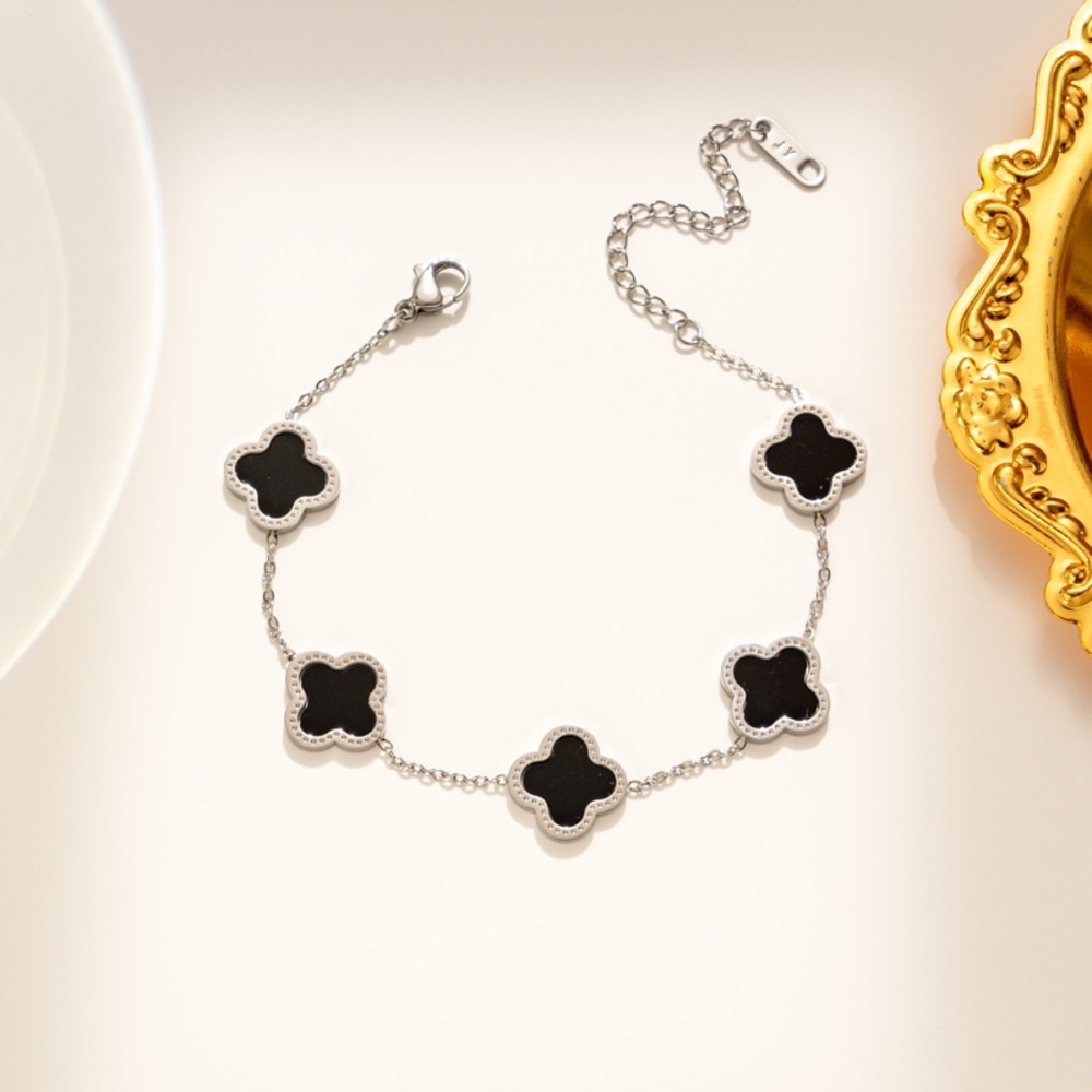 5 pcs Clover Flower Charm Silver Bracelet SET OF 5